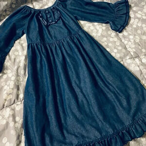 Sage & Lilly denim peasant Ruffle dress vintage gorgeous versatile winter fall